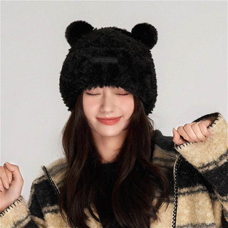 plush knitted woolen beanie