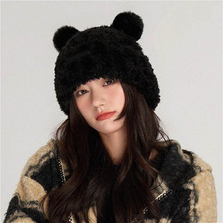 plush knitted woolen beanie