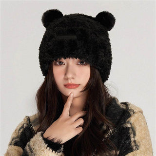 plush knitted woolen beanie