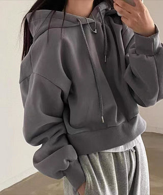 velvet hooded loose sweatshirt