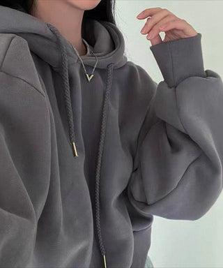 velvet hooded loose sweatshirt