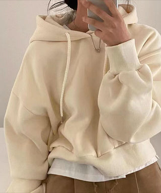 velvet hooded loose sweatshirt