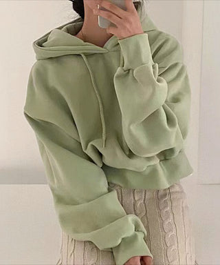 velvet hooded loose sweatshirt