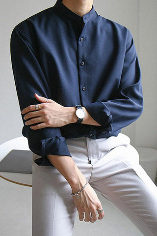 Casual Mandarin Collar Shirt