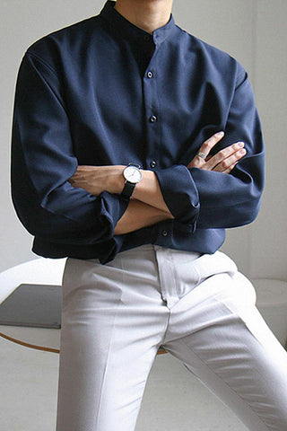 Casual Mandarin Collar Shirt