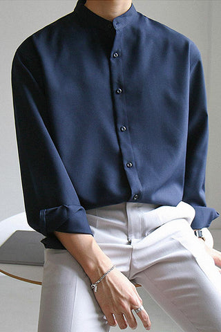 Casual Mandarin Collar Shirt