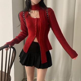 Retro Square Collar Ribbon Sweater