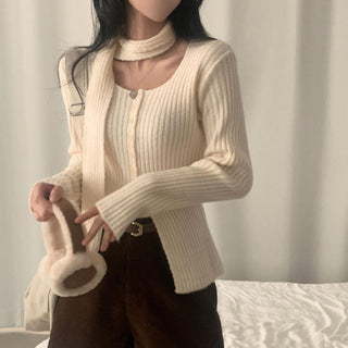 Retro Square Collar Ribbon Sweater