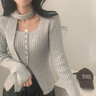 Retro Square Collar Ribbon Sweater