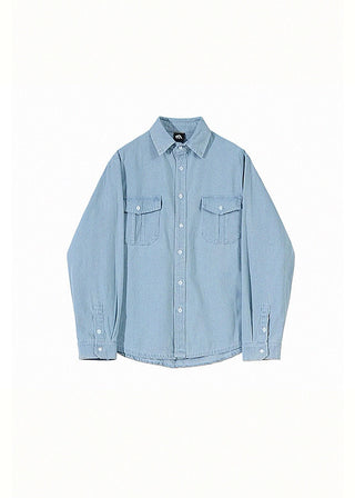 retro denim long-sleeved shirt