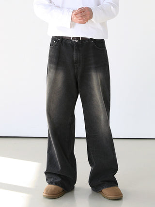 Gradient-washed wide-leg jeans