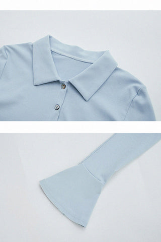 slim fit long-sleeve polo cropped shirt