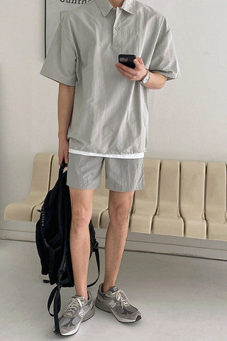 loose lapel t-shirt two-piece