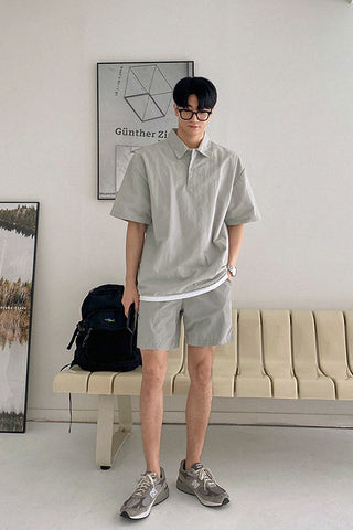 loose lapel t-shirt two-piece