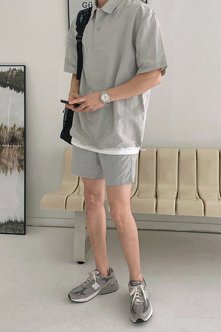 loose lapel t-shirt two-piece