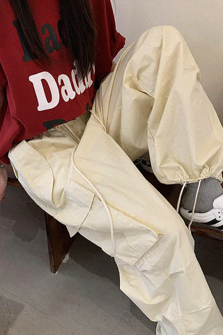 loose casual drawstring cargo pants [NW02]