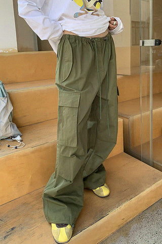 loose casual drawstring cargo pants [NW02]