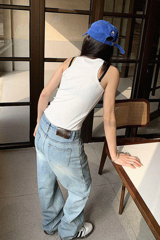 casual straight retro jeans