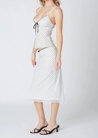 Polka Dot Tops & Fishtail Midi Skirt Set