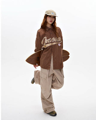 Baseball striped letter long-sleeved shirt jacket