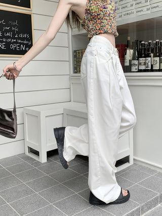 denim wide-leg casual pants