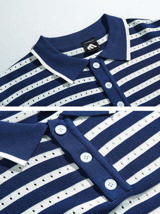 Striped knitted polo shirt