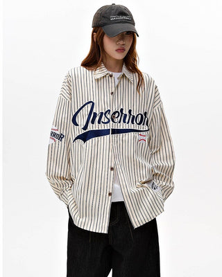 Baseball striped letter long-sleeved shirt jacket