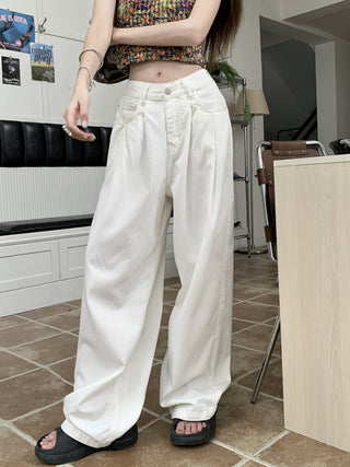 denim wide-leg casual pants