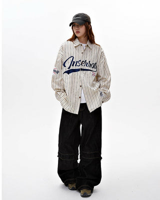 Baseball striped letter long-sleeved shirt jacket