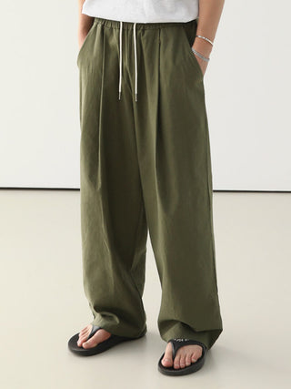 Wide-leg drawstring pants