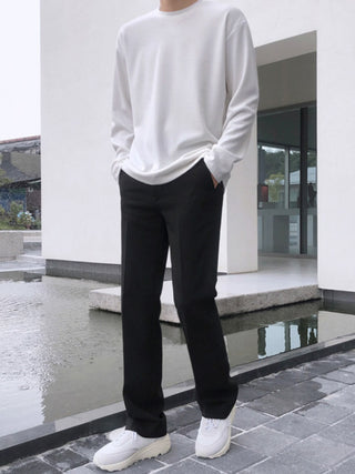 Loose straight black suit pants