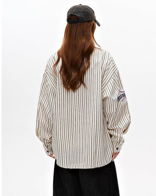 Baseball striped letter long-sleeved shirt jacket