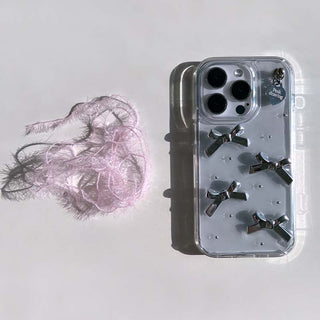 Silver Ribbon Heart Resin Jelly Hard Iphone Case