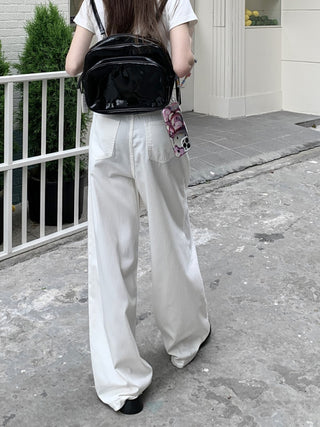 denim wide-leg casual pants