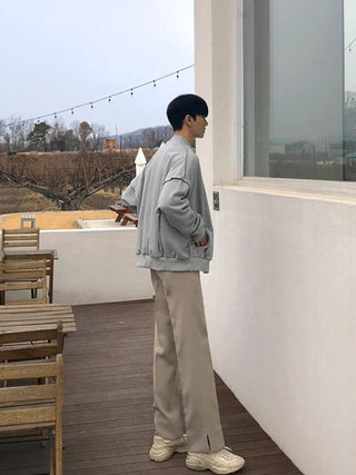 Korean style wide-leg suit pants