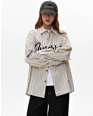 Baseball striped letter long-sleeved shirt jacket