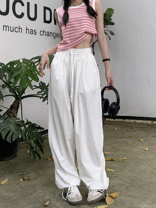 wide-leg drawstring pants