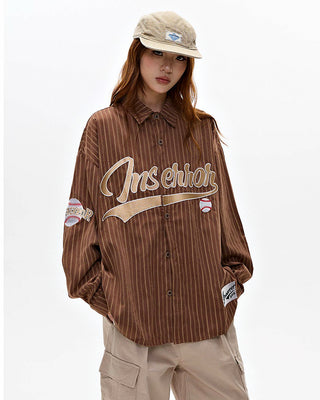 Baseball striped letter long-sleeved shirt jacket