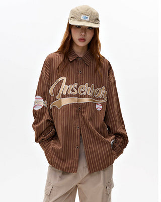 Baseball striped letter long-sleeved shirt jacket