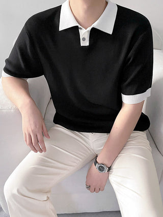 short-sleeved knitted Polo shirt