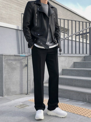 Loose straight black suit pants