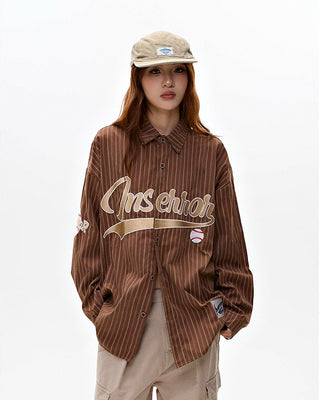 Baseball striped letter long-sleeved shirt jacket