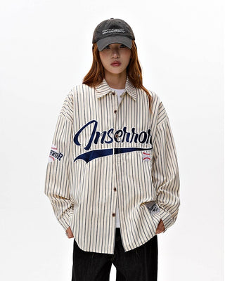 Baseball striped letter long-sleeved shirt jacket