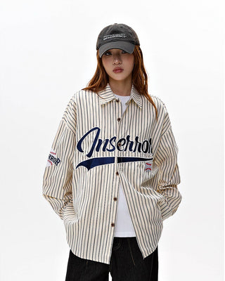 Baseball striped letter long-sleeved shirt jacket