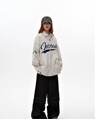 Baseball striped letter long-sleeved shirt jacket