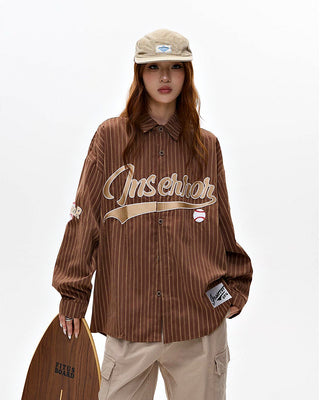 Baseball striped letter long-sleeved shirt jacket