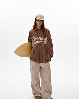 Baseball striped letter long-sleeved shirt jacket