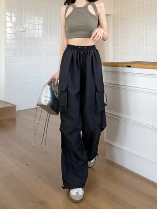 drawstring cargo trousers