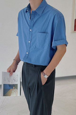 retro loose linen half-sleeve shirt jacket