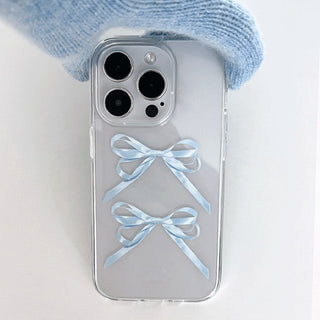 sweet milk blue ribbon bow iPhone Case